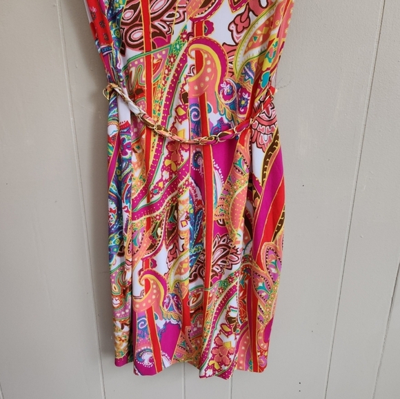 Vintage 90s Y2K Cache Paisley Chain Belt Mini Dress - Picture 3 of 10